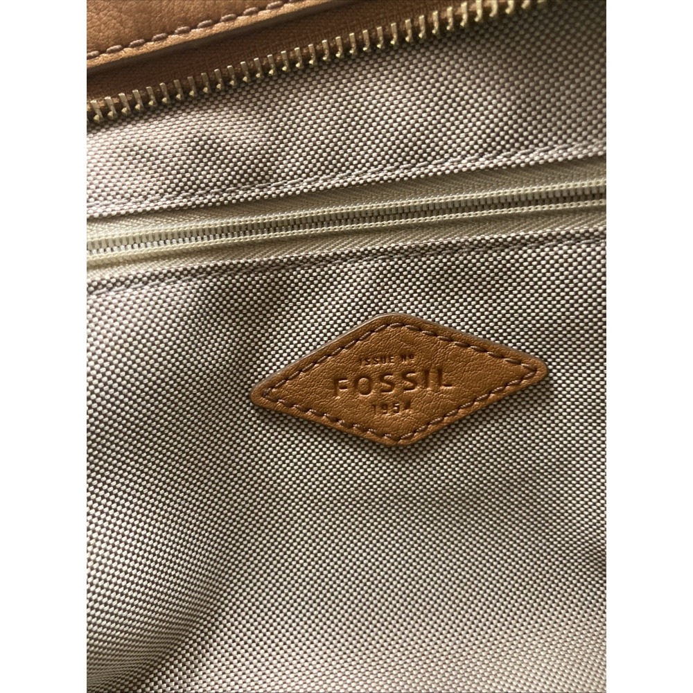 Vintage Tan‎ Brown Fossil Crossbody with Gold Key Purse Handbag 7 inch - Picture 11 of 11